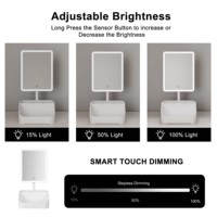 Fourniture d'usine Type C Rechargeable En Gros Table De Table Maquillage Carré Led Portable Stockage Vanité Miroir Cosmétique Avec Lumière