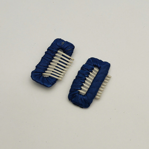 Jepit rambut ekstensi baja tahan karat 9 gigi 3.2cm jepit rambut jepret logam buatan tangan dibungkus pita Solid untuk anak perempuan DIY perhiasan rambut hewan peliharaan - Product Image 6