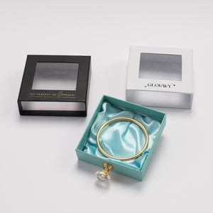 Customized Logo Luxury Cardboard Drawer for Jewelry <b>Earring</b> Ring Bracelet Packaging <b>Box</b> PVC Window Square for Jewellery Storage - Product Image 4