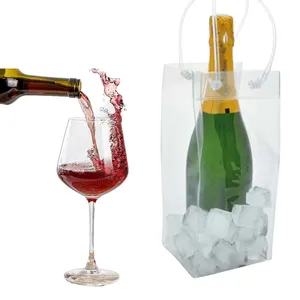 Logotipo personalizado diseño de color al aire libre portátil de viaje transparente botella de vino refrigerador bolsa de hielo ASA bolsa de almacenamiento