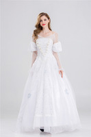 Robe blanche pour femme, costume de la Reine Alice au pays des merveilles