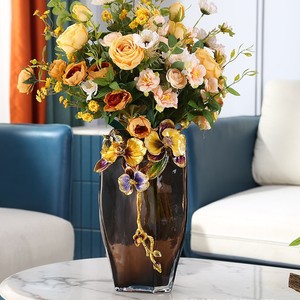 Vase en émail de luxe léger, décoration créative pour la maison, salon, entrée, ornement en métal peint à la main - Product Image 5