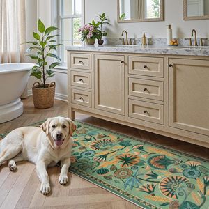 <span class=keywords><strong>Tappeto</strong></span> Runner Floreale Verde per Interni, Lavabile in Lavatrice, a Pelo Corto, Pieghevole, per <span class=keywords><strong>Ingresso</strong></span>, Soggiorno, Camera da Letto - Product Image 1