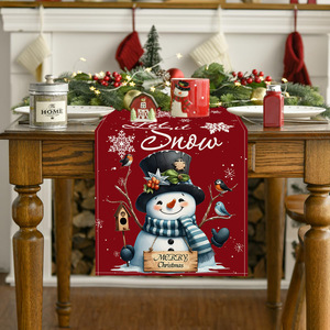 LINGKAI Eco-Friendly <b>Linen</b> Printed Christmas Table Runners & <b>Tablecloth</b> for Home & Hotel Decor - Product Image 3