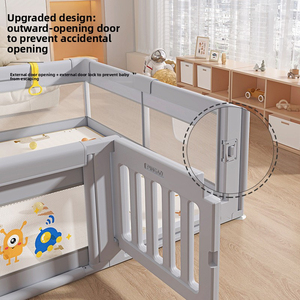 Corralito Plegable para Bebés con Columpio y Tobogán, Área de Juegos Interior y Exterior para Niños Pequeños, Espacio de Actividades Seguro con Tapete - Product Image 4