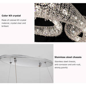 Superskylite Modern LED Pendant Chandelier Personalizable Big Round Silver para iluminación de hotel - Product Image 5