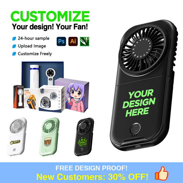 OEM ODM Customized High-Speed Handheld Fan-Portable Outdoor Household/Car Use Neck Hanging USB Small Folding Fan Fast Shipping