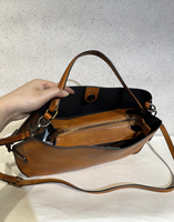 Sac fourre-tout en cuir véritable vintage peint à la main pour femmes, sac à main décontracté rétro OEM