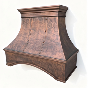 Handcrafted Architectural Copper <strong>Bell</strong> Shape Range Hood with Arched Base Antique Patina French Country European Revival Design - Product Image 2