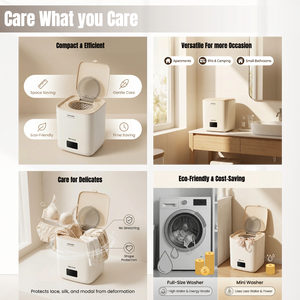 Lavadora Automática Inteligente con Carcasa de Plástico, Lavadora Integrada Portátil para Dormitorio, Viajes, Ropa Interior y Calcetines - Product Image 4