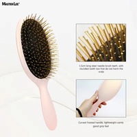 Brosse professionnelle Masterlee personnalisée avec logo, en ABS, pour massage du cuir chevelu, démêlante, finition mate douce, avec broches métalliques plaquées or, grande taille