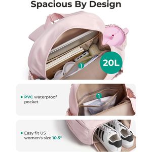 BAGSMART Mochila de tenis acolchada 30-40L con compartimento para zapatos para mujer rosa - Product Image 4