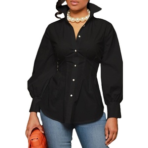 Chemise décontractée unie à col rabattu pour femme, idéale pour les sorties et les vacances – Nouvelle collection tendance - Product Image 1