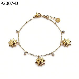 Amy Amy Charm Bracelet Gold Plated Sun <b>Face</b> Crystal Women's Fashion Jewelry Gift - Product Image 1