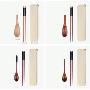 Juego de Cubiertos de Madera Reutilizables para Viajes al Aire Libre, con Estuche de Almacenamiento Ecológico, Venta al Por Mayor - Product Image 3