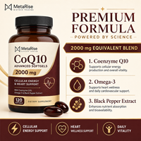 Capsules de CoQ10 en gélules molles, marque privée OEM, coenzyme Q10, antioxydant, soutien au bien-être, complément alimentaire, 120 unités, naturel