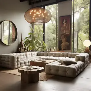 Muebles de interior modernos tamaño personalizado extra largo suave cómodo sofá conjunto