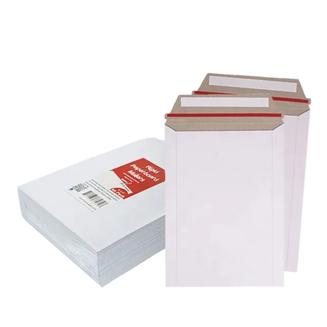 Bolsa de entrega de impresión personalizada, sobres de papel blanco rígido ecológico, 6x8 pulgadas, envío