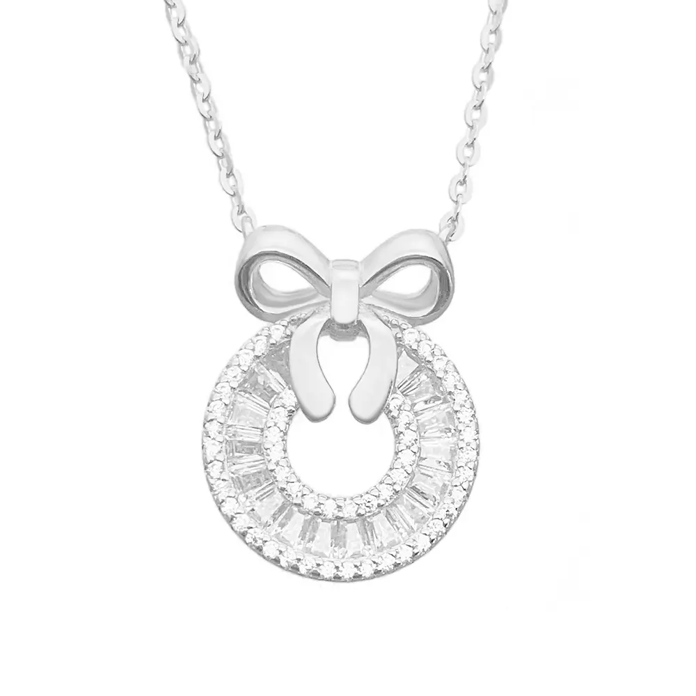 Women Fashion Design 925 sterling silver women butterfly knot moissanite pendant necklace