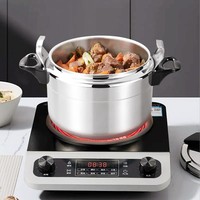 Casserole à pression manuelle en aluminium 5-en-1 multifonction, grande capacité, anti-explosion, pour ragoûts et soupes profondes, compatible gaz