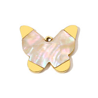 Colgante de mariposa y estrella de acero inoxidable chapado en oro vintage francés, accesorios geométricos de luna para mujer, dijes para hacer joyas DIY