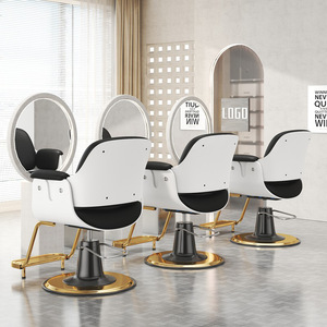 Fauteuil de Barbier Moderne en Métal, Hauteur Réglable, Pivotant à 360 Degrés, Chaise de Coiffure avec Repose-Pieds pour Salon de Coiffure - Product Image 4