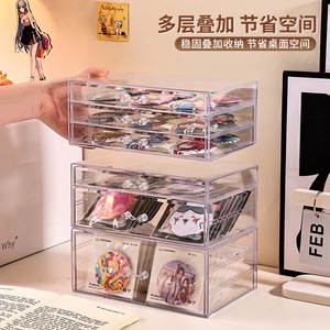 Transparent Acrylic Storage Box Drawer Style Small Square Organizer With Partitions For Badge And Ornament Display - Product Image 1