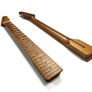 Mástil TL de 22 trastes de arce satinado tostado con rayas, estilo Telecaster, repuesto para guitarra, de acero inoxidable - Product Image 3