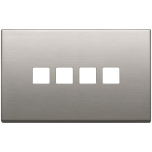 Placca copri-interruttore da parete 4Mx4 piatta in nichel spazzolato 14.7x9.7x1.4 - Product Image 1