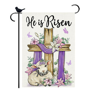 Cruz de Pascua Bandera de jardín Fe Lirio Cordero Hojas de eucalipto Mariposa Decoración de patio 12*18 pulgadas Bandera de jardín - Product Image 1