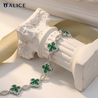 ALICE Bracelet à breloques en zircon scintillant « Amour éternel », plaqué argent, style hip-hop, bijoux de fête unisexe