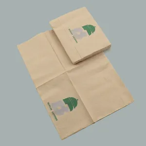 Gerecycled Pulp Bamboe Pulp Custom Afdrukken Kraft Papier Servet Ongebleekt Bruin Servet
