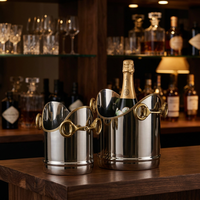 Seau à vin en métal équestre avec détail mors de cheval, seau à glace à double poignée pour champagne, idéal pour bar, table, décoration intérieure et cadeau