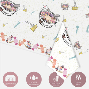 Yunik Hot Pot Theme Disposable <b>Tablecloth</b> 137x274cm Party Decorative Cover Water Resistant Odor Free - Product Image 1