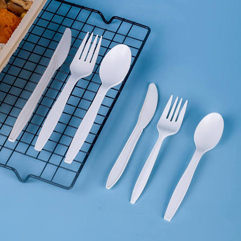 Bulk Black Flatware Corn Starch Knife Fork Biodegradable Tableware Cornstarch Food Container