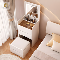 HarmTai Coiffeuse Moderne Intelligente avec Miroir LED pour Chambre, Rangement Maquillage, Multi-tiroirs, Gain de Place, Panneau Pré-assemblé