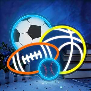 Enseigne néon sportive, néon de football, baseball, basketball, soccer pour décoration murale, enseigne lumineuse sur le thème du sport pour salon - Product Image 2
