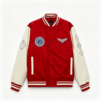 Veste bomber varsity en satin de soie coupe-vent avec broderie de logo personnalisé