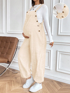 Salopette de maternité décontractée en velours côtelé à taille ajustable pour femmes enceintes européennes et américaines, idéale pour l'automne et l'hiver - Product Image 3
