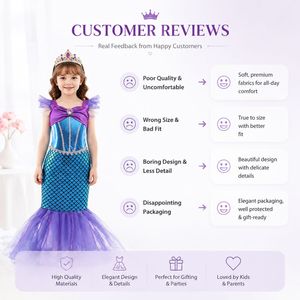 Disfraz de Sirena para Niña, Disfraz de Halloween, Disfraz de Fiesta de Cumpleaños para Niños - Product Image 5