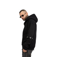 KY Sweat à Capuche Surdimensionné à Fermeture Éclair pour Homme Patchwork Streetwear avec Décoration à Oeillet