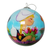 Ornement de Noël en verre fait main de haute qualité, motif tulipe et papillon, ovale, décoration d'arbre de Noël, art peint