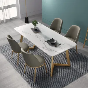 Современный Скандинавский дизайн Ресторан мраморный столешница обеденный стол и стулья набор для дома роскошная мебель для столовой 6 мест
