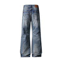 Jean déchiré pour homme 100% Coton Vintage Taille Haute Coupe Bootcut Délavé à la pierre Effet vieilli Coupe ample structurée Streetwear Broderie Rivets