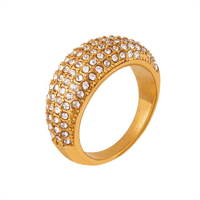 18K Gold Plated Micro Stainless Steel Rings Luxury Non-Tarnish Women's Jewelry Trendy Diamond Rings Gifts