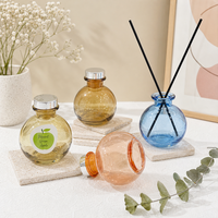 Bouteille vide de luxe en verre de forme ronde pour diffuseur à bâtonnets, parfum d'ambiance, huile parfumée, emballage décoratif personnalisé, vente en gros