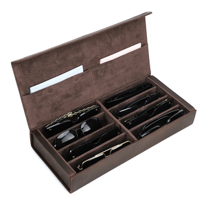 Custom Luxury Leather Travel Eyewear Organizer <strong>Case</strong> CF4013 8-Glasses Storage Box for <strong>Sunglasses</strong> &amp; Eyeglasses - Product Image 1