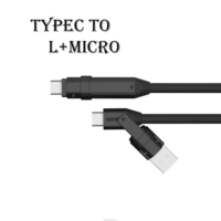 Micro TYPE-C en alliage de Zinc vers type-c 240W câble de charge rapide USB 3.0 câble USB 6 en 1 pour téléphone portable ou ordinateur portable