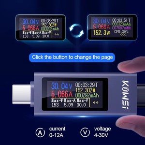 KWS-2301C KWS-2302C Multimètre numérique multifonction Type-C Voltmètre Ampèremètre Testeur de charge de téléphone portable DC 4-30V 0-12A - Product Image 3