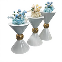 Comptoir à gâteaux et desserts en métal blanc de luxe, 3 pièces, comptoir à cocktails, présentoir, adapté aux mariages, aux anniversaires, aux événements
